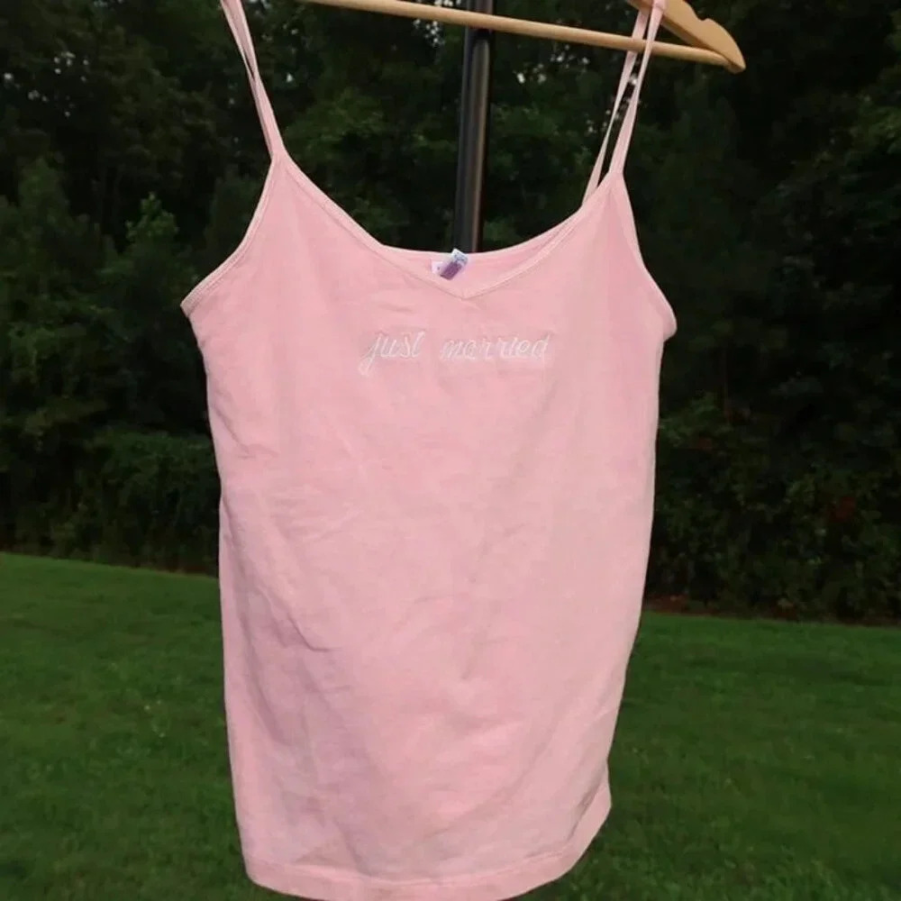 Pink Just Married Tank Top